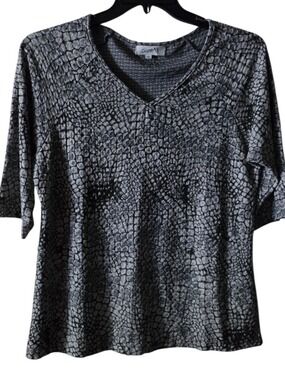 Island Collection Gray 3/4 Sleeve Blouse Medium